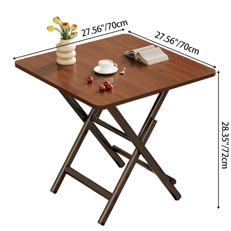 Modern Minimalist Square MDF Dining Table with Galvanized Steel Pipe Frame, Foldable for Four