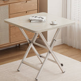 Modern Minimalist Square MDF Dining Table with Galvanized Steel Pipe Frame, Foldable for Four