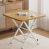Modern Minimalist Square MDF Dining Table with Galvanized Steel Pipe Frame, Foldable for Four