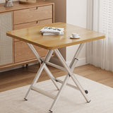 Modern Minimalist Square MDF Dining Table with Galvanized Steel Pipe Frame, Foldable for Four