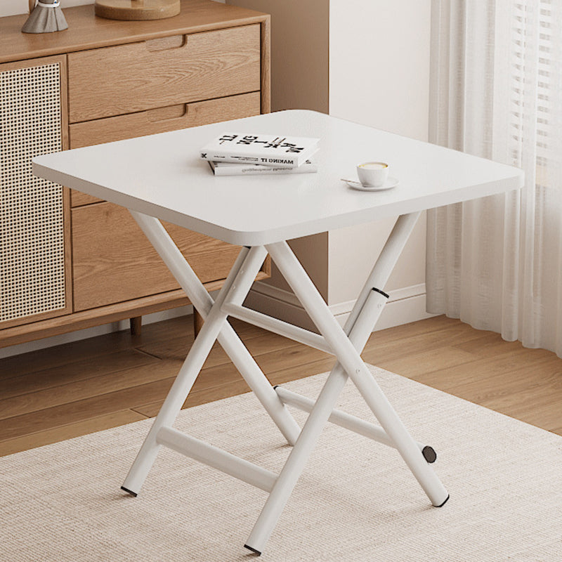 Modern Minimalist Square MDF Dining Table with Galvanized Steel Pipe Frame, Foldable for Four