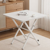 Modern Minimalist Square MDF Dining Table with Galvanized Steel Pipe Frame, Foldable for Four