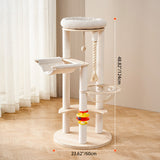 Contemporary Creative Tree Cat Tower with Acrylic Multi-Layer Platforms, Corduroy-Covered Posts and Cotton Rope, 2/4/5-Tier Multi-Functional Design for Living Room