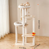 Contemporary Creative Tree Cat Tower with Acrylic Multi-Layer Platforms, Corduroy-Covered Posts and Cotton Rope, 2/4/5-Tier Multi-Functional Design for Living Room