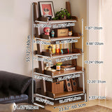 Modern Minimalist Trapezoid Rubberwood Solid Wood Sandwich Panel Floor-Standing Bookshelf – 4/5-Shelf, Ideal for Study