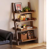 Modern Minimalist Trapezoid Rubberwood Solid Wood Sandwich Panel Floor-Standing Bookshelf – 4/5-Shelf, Ideal for Study