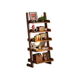Modern Minimalist Trapezoid Rubberwood Solid Wood Sandwich Panel Floor-Standing Bookshelf – 4/5-Shelf, Ideal for Study