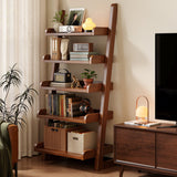 Modern Minimalist Trapezoid Rubberwood Solid Wood Sandwich Panel Floor-Standing Bookshelf – 4/5-Shelf, Ideal for Study