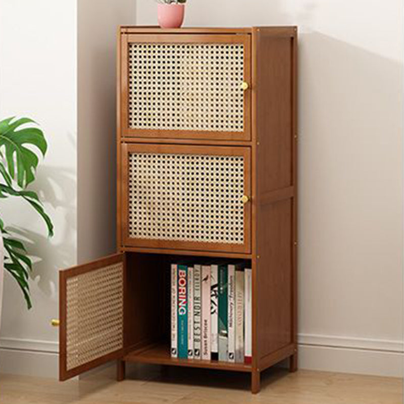 Chic Modern Minimalist Square Wood & Plastic Rattan Weave Storage Cabinet - 2/3/4/5/6-Cabinet Options for Study