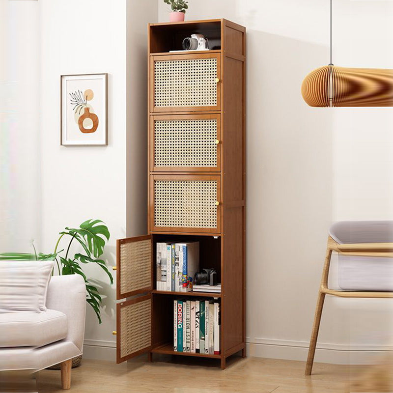 Chic Modern Minimalist Square Wood & Plastic Rattan Weave Storage Cabinet - 2/3/4/5/6-Cabinet Options for Study