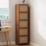 Chic Modern Minimalist Square Wood & Plastic Rattan Weave Storage Cabinet - 2/3/4/5/6-Cabinet Options for Study
