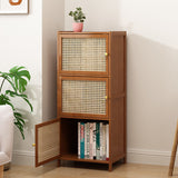 Chic Modern Minimalist Square Wood & Plastic Rattan Weave Storage Cabinet - 2/3/4/5/6-Cabinet Options for Study