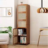 Chic Modern Minimalist Square Wood & Plastic Rattan Weave Storage Cabinet - 2/3/4/5/6-Cabinet Options for Study