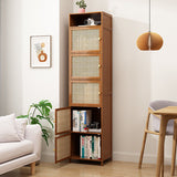 Chic Modern Minimalist Square Wood & Plastic Rattan Weave Storage Cabinet - 2/3/4/5/6-Cabinet Options for Study