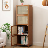 Chic Modern Minimalist Square Wood & Plastic Rattan Weave Storage Cabinet - 2/3/4/5/6-Cabinet Options for Study