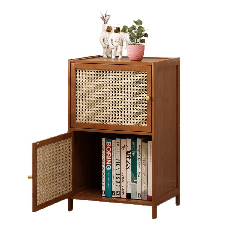 Chic Modern Minimalist Square Wood & Plastic Rattan Weave Storage Cabinet - 2/3/4/5/6-Cabinet Options for Study