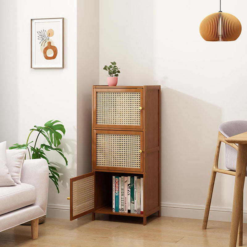 Chic Modern Minimalist Square Wood & Plastic Rattan Weave Storage Cabinet - 2/3/4/5/6-Cabinet Options for Study
