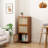Chic Modern Minimalist Square Wood & Plastic Rattan Weave Storage Cabinet - 2/3/4/5/6-Cabinet Options for Study