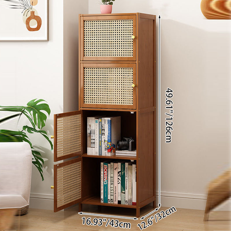 Chic Modern Minimalist Square Wood & Plastic Rattan Weave Storage Cabinet - 2/3/4/5/6-Cabinet Options for Study