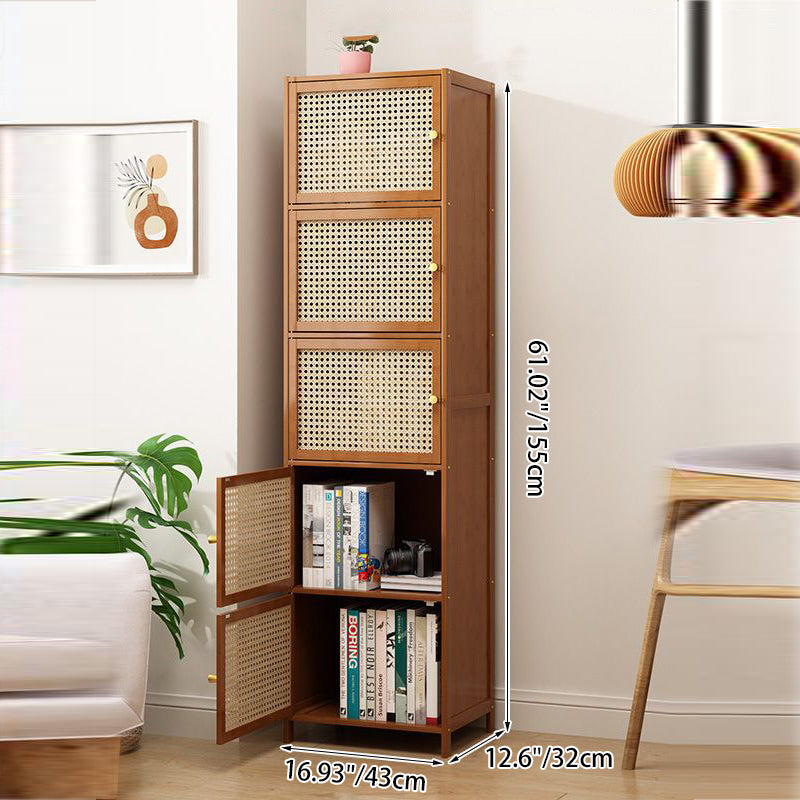 Chic Modern Minimalist Square Wood & Plastic Rattan Weave Storage Cabinet - 2/3/4/5/6-Cabinet Options for Study