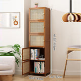 Chic Modern Minimalist Square Wood & Plastic Rattan Weave Storage Cabinet - 2/3/4/5/6-Cabinet Options for Study
