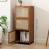 Chic Modern Minimalist Square Wood & Plastic Rattan Weave Storage Cabinet - 2/3/4/5/6-Cabinet Options for Study