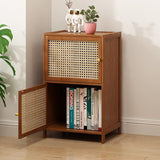 Chic Modern Minimalist Square Wood & Plastic Rattan Weave Storage Cabinet - 2/3/4/5/6-Cabinet Options for Study