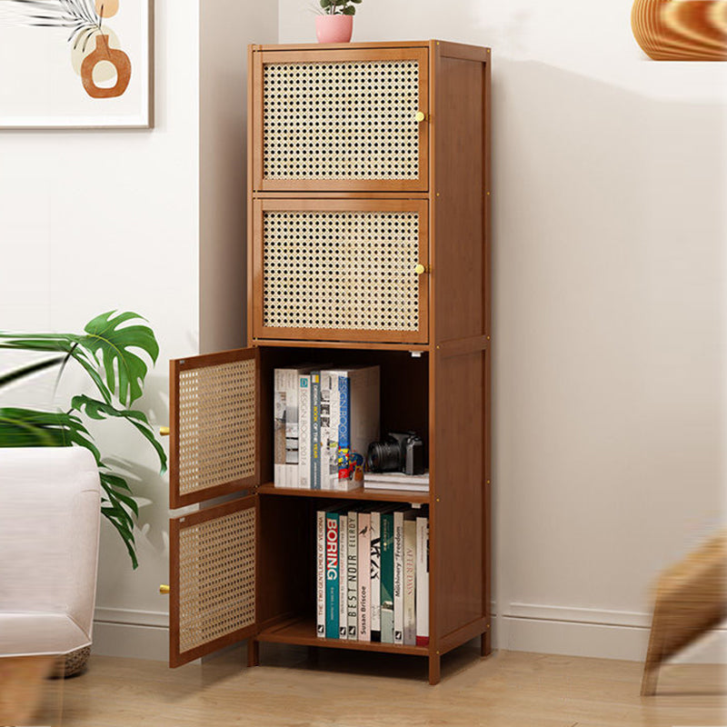 Chic Modern Minimalist Square Wood & Plastic Rattan Weave Storage Cabinet - 2/3/4/5/6-Cabinet Options for Study