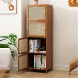 Chic Modern Minimalist Square Wood & Plastic Rattan Weave Storage Cabinet - 2/3/4/5/6-Cabinet Options for Study
