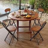 Sleek Modern Round Dining Table - Foldable with MDF Top and Iron Frame, Seats 2-8