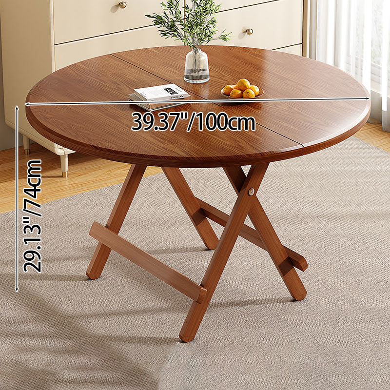 Sleek Modern Round Dining Table - Foldable with MDF Top and Iron Frame, Seats 2-8