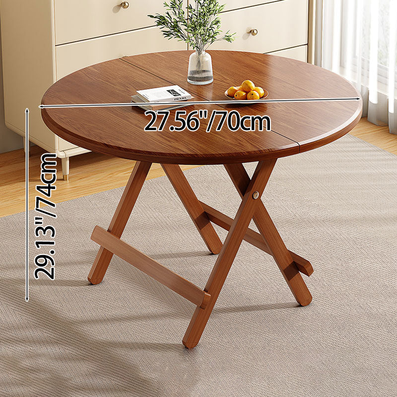 Sleek Modern Round Dining Table - Foldable with MDF Top and Iron Frame, Seats 2-8