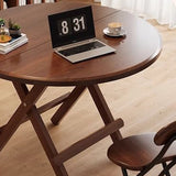 Sleek Modern Round Dining Table - Foldable with MDF Top and Iron Frame, Seats 2-8