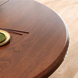 Sleek Modern Round Dining Table - Foldable with MDF Top and Iron Frame, Seats 2-8
