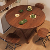 Sleek Modern Round Dining Table - Foldable with MDF Top and Iron Frame, Seats 2-8