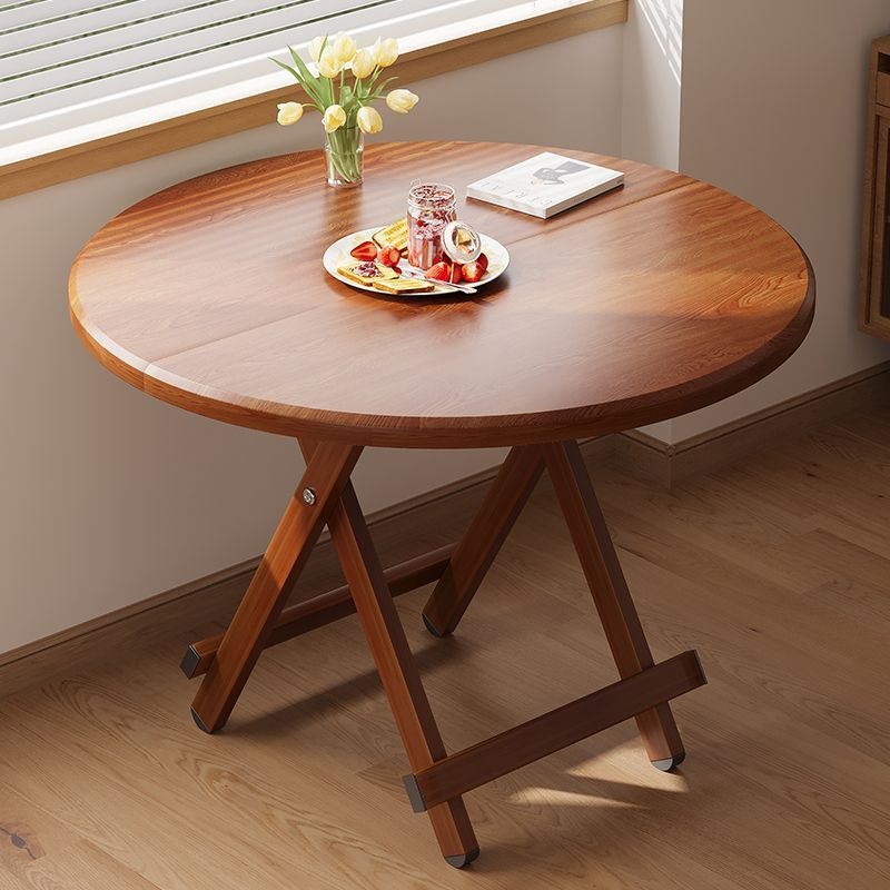 Sleek Modern Round Dining Table - Foldable with MDF Top and Iron Frame, Seats 2-8
