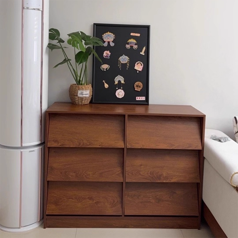 Contemporary Retro Venetian Blind Solid Wood Storage Cabinet with Ecological Board and Carbon Steel Frame, 6/9-Drawer, for Living Room & Bedroom