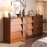 Contemporary Retro Venetian Blind Solid Wood Storage Cabinet with Ecological Board and Carbon Steel Frame, 6/9-Drawer, for Living Room & Bedroom