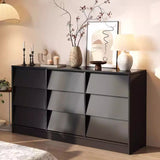 Contemporary Retro Venetian Blind Solid Wood Storage Cabinet with Ecological Board and Carbon Steel Frame, 6/9-Drawer, for Living Room & Bedroom