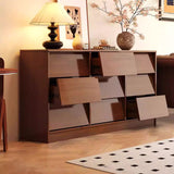 Contemporary Retro Venetian Blind Solid Wood Storage Cabinet with Ecological Board and Carbon Steel Frame, 6/9-Drawer, for Living Room & Bedroom