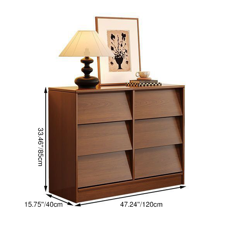 Contemporary Retro Venetian Blind Solid Wood Storage Cabinet with Ecological Board and Carbon Steel Frame, 6/9-Drawer, for Living Room & Bedroom