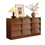 Contemporary Retro Venetian Blind Solid Wood Storage Cabinet with Ecological Board and Carbon Steel Frame, 6/9-Drawer, for Living Room & Bedroom