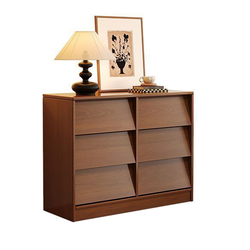 Contemporary Retro Venetian Blind Solid Wood Storage Cabinet with Ecological Board and Carbon Steel Frame, 6/9-Drawer, for Living Room & Bedroom