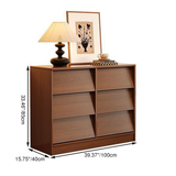 Contemporary Retro Venetian Blind Solid Wood Storage Cabinet with Ecological Board and Carbon Steel Frame, 6/9-Drawer, for Living Room & Bedroom