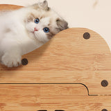 Traditional Rustic Cat Beds – House-Shaped, Wavy Rectangle Design, MDF & Corrugated Paper Construction, 1-Cabinet for Living Room