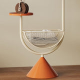 Modern Minimalist G-Shaped Hall Tree in Iron Carbon Steel, Freestanding with 1 Basket for Bedroom