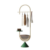 Modern Minimalist G-Shaped Hall Tree in Iron Carbon Steel, Freestanding with 1 Basket for Bedroom