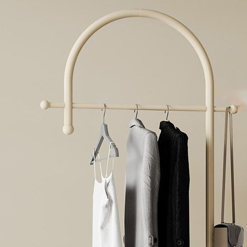 Modern Minimalist G-Shaped Hall Tree in Iron Carbon Steel, Freestanding with 1 Basket for Bedroom