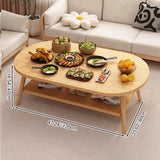Modern Minimalist Oval Coffee Table – 2-Tier, Engineered Wood and Solid Wood, for Living Room