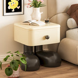 Modern Art Deco Kids Nightstand — Square Wood MDF, 1-Drawer Bedside Table for Bedroom